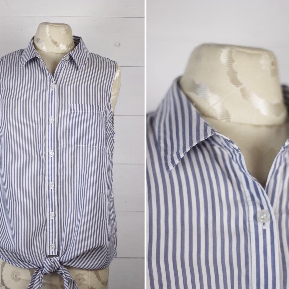 Blue and white striped The Limited top